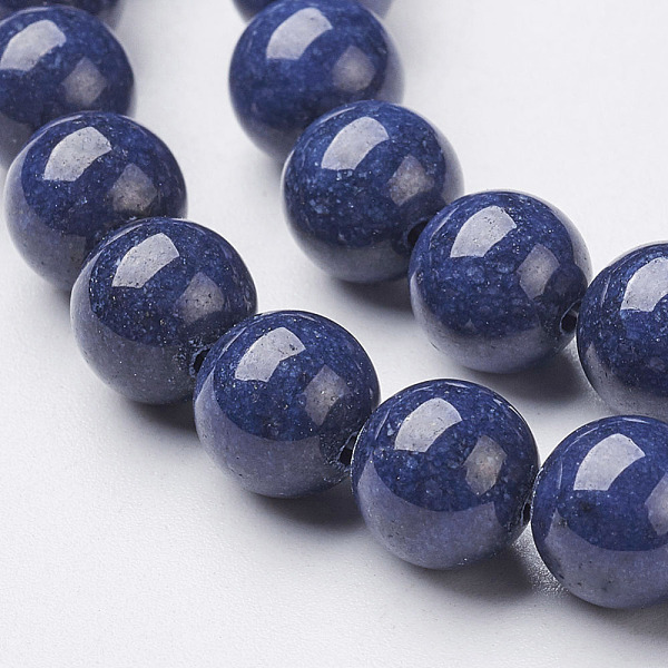 

PandaHall Natural Mashan Jade Round Beads Strands, Dyed, Midnight Blue, 4mm, Hole: 1mm, about 98pcs/strand, 15.7 inch Mashan Jade Round