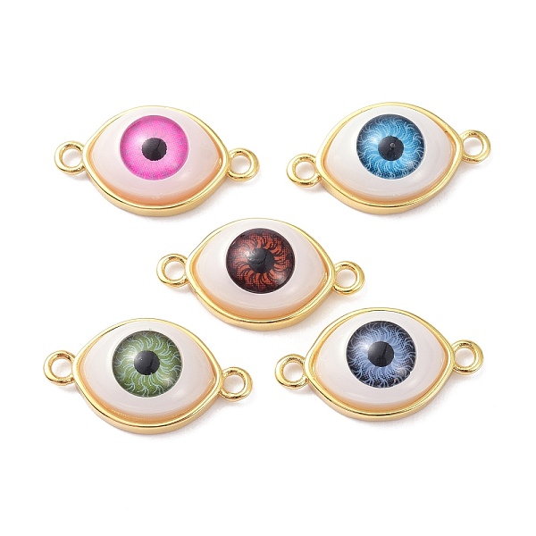 

PandaHall Brass Resin Links Connectors, Long-Lasting Plated, Real 18K Gold Plated, Evil Eye, Mixed Color, 11.5x21x6.5mm, Hole: 1.8mm..., Multicolor