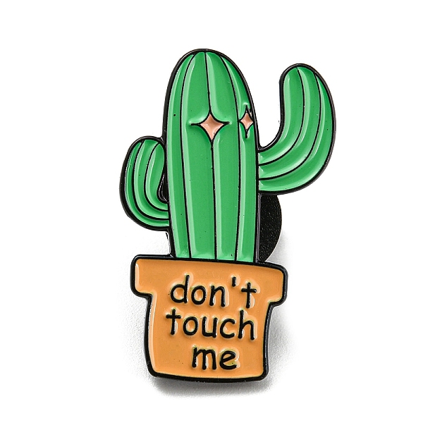 PandaHall Cactus with Word Don't Touch Me Enamel Pins, Black Alloy Brooches for Backpack Clothes, Medium Sea Green, 30.5x19.5x1.5mm...