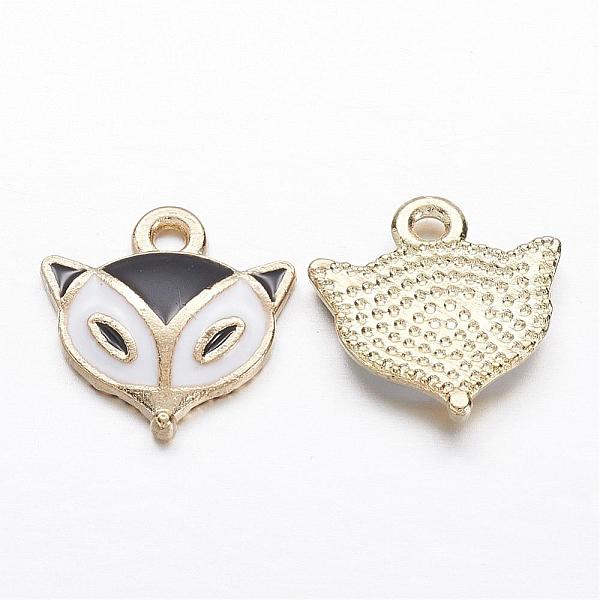 

PandaHall Alloy Enamel Charms, Fox, Golden, Black, 13x13x2mm, Hole: 1.5mm Alloy+Enamel Fox Black