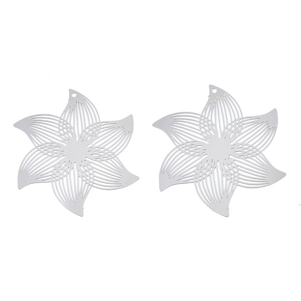 

PandaHall 201 Stainless Steel Filigree Pendants, Etched Metal Embellishments, Flower, Stainless Steel Color, 45x39.5x0.2mm, Hole: 1.5mm 201...