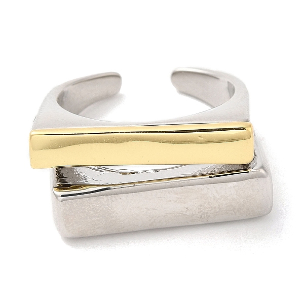 

PandaHall Rack Plating Two Tone Brass Rectangle Open Cuff Ring for Women, Lead Free & Cadmium Free, Platinum & Golden, Inner Diameter...