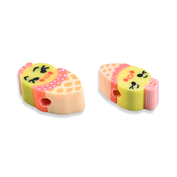 

PandaHall Handmade Polymer Clay Beads, Ice Cream with Expression, Yellow, 10~13.5x6~8x4.5~5mm, Hole: 1.5mm Polymer Clay Food Yellow