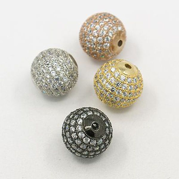 

PandaHall Brass Cubic Zirconia Beads, Round, Mixed Color, 12mm, Hole: 2mm Brass+Cubic Zirconia Round