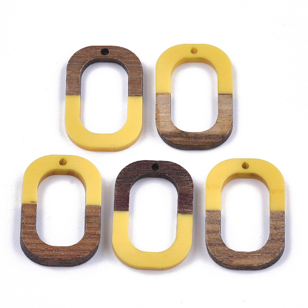 

PandaHall Resin & Walnut Wood Pendants, Oval, Gold, 28x19.5x4mm, Hole: 1.5mm Resin+Wood Oval Gold