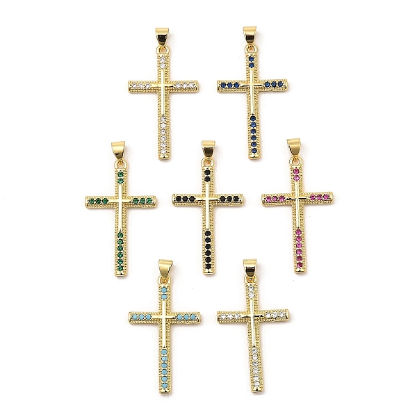 

PandaHall Brass Micro Pave Cubic Zirconia Pendants, Real 16K Gold Plated, Cross, Mixed Color, 31.5x19x2.5mm, Hole: 4x3.5mm Brass+Cubic..., Multicolor