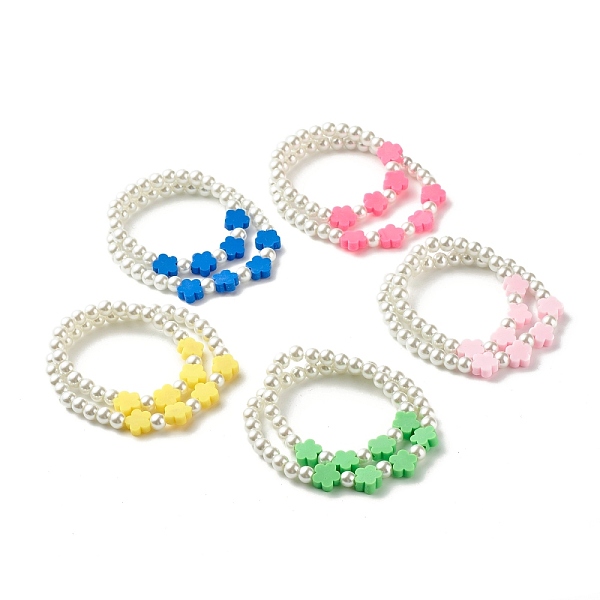 

PandaHall Flower Beads Stretch Bracelets Set for Children and Parent, Glass Pearl & Polymer Clay Beads Couple Bracelets, White, Mixed Color..., Multicolor