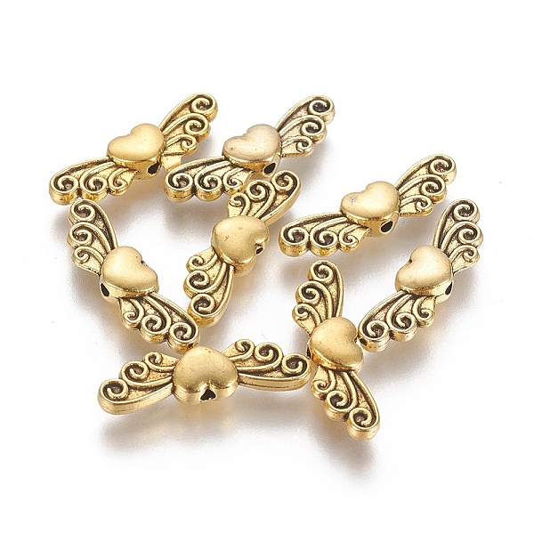 

PandaHall Tibetan Style Alloy Beads, Cadmium Free & Lead Free, Heart, Antique Golden, 24x7x4mm, Hole: 1mm Alloy Heart