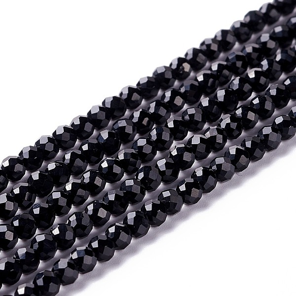 

PandaHall Transparent Glass Beads Strands, Faceted, Round, Black, 3mm, Hole: 0.8mm, about 127~139pcs/strand, 14.09~14.53 inch(35.8~36.9cm)...