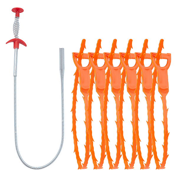 PandaHall Stainless Steel Drain Clog Remover Tool, Hair Clog Remover Tool, Sink Drain Clog Remover, Stainless Steel Color, 30x20.5x5cm...