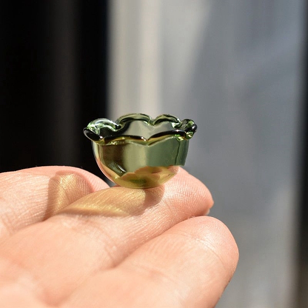 

PandaHall Miniature Glass Bowl, for Dollhouse Accessories Pretending Prop Decorations, Olive Drab, 16x5mm Glass Tableware