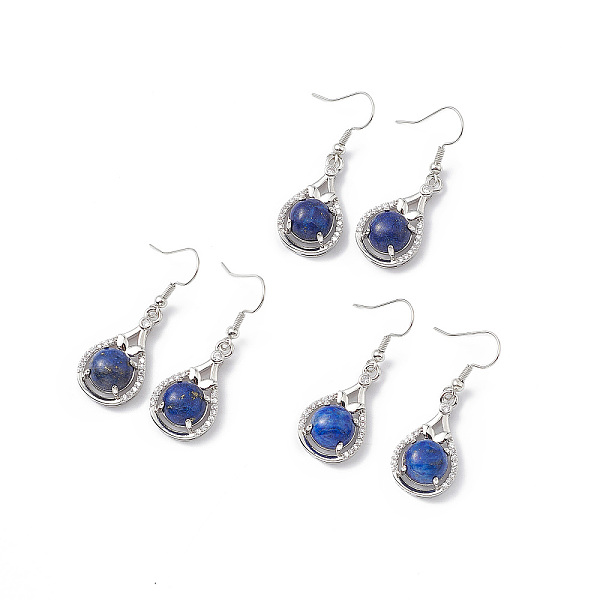 

PandaHall Natural Lapis Lazuli Teardrop Dangle Earrings with Crystal Rhinestone, Platinum Brass Jewelry for Women, 42mm, Pin: 0.6mm Lapis...