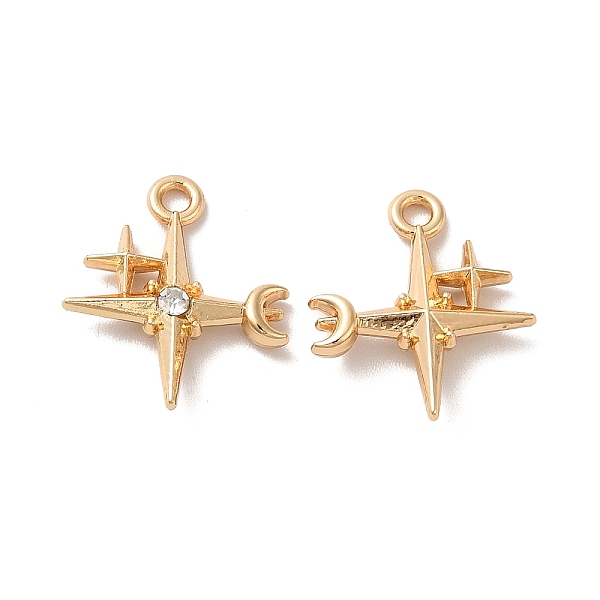 

PandaHall Rack Plating Alloy Crystal Rhinestone Pandants, Nickel Free, Star with Moon Charms, Golden, 17x14.5x3.5mm, Hole: 1.6mm..., Clear