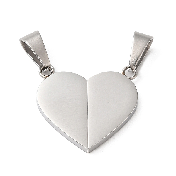 

PandaHall 304 Stainless Steel Split Pendants, Couple Pendants, Heart Charm, Stainless Steel Color, 23x24.2x3mm, Hole: 9x5.5mm 304 Stainless...