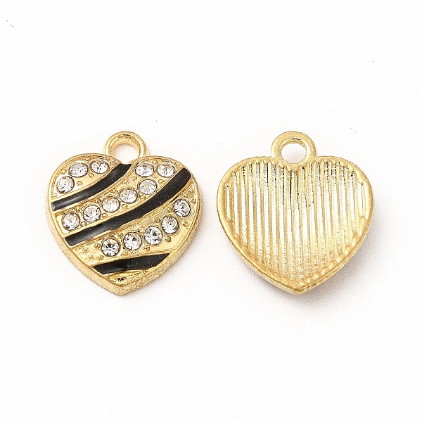 

PandaHall Alloy Enamel Pendants, with Crystal Rhinstone, Heart Charm, Golden, 15x13.5x3mm, Hole: 2mm Alloy Rhinestone+Enamel Heart Black