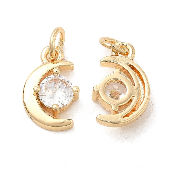 

PandaHall Rack Plating Brass Micro Pave Clear Cubic Zirconia Pendants, Long-Lasting Plated, Cadmium Free & Lead Free, with Jump Ring, Moon...