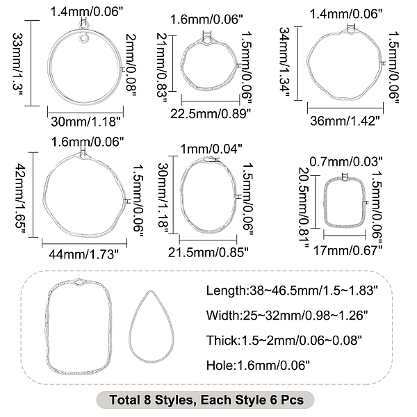 

PandaHall CHGCRAFT 48Pcs 8 Style Ring Open Back Bezel Pendants Oval Hollow Frame Pressed Flower Frame Charms Resin Bezel Earring Frame for...