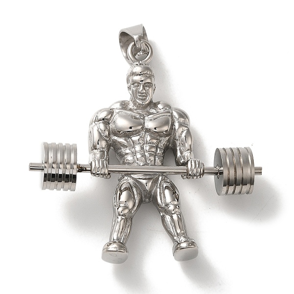 

PandaHall Hip Hop Fitness 316L Surgical Stainless Steel Pendants, Weightlifting Muscular Men Charm, Stainless Steel Color, 54x53.5x16mm...