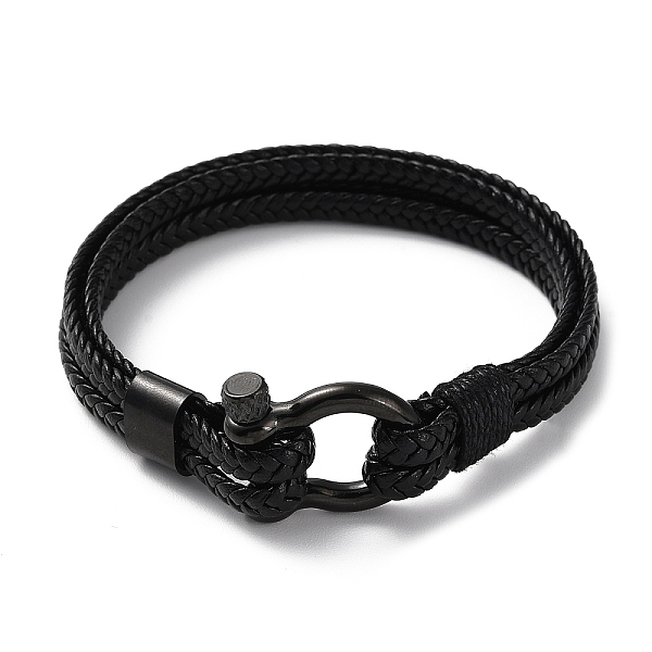 

PandaHall Leather Braided Cord Bracelet, with 304 Stainless Steel Clasps for Men Women, Black, 8-1/2 inch(21.5cm) Leather Black