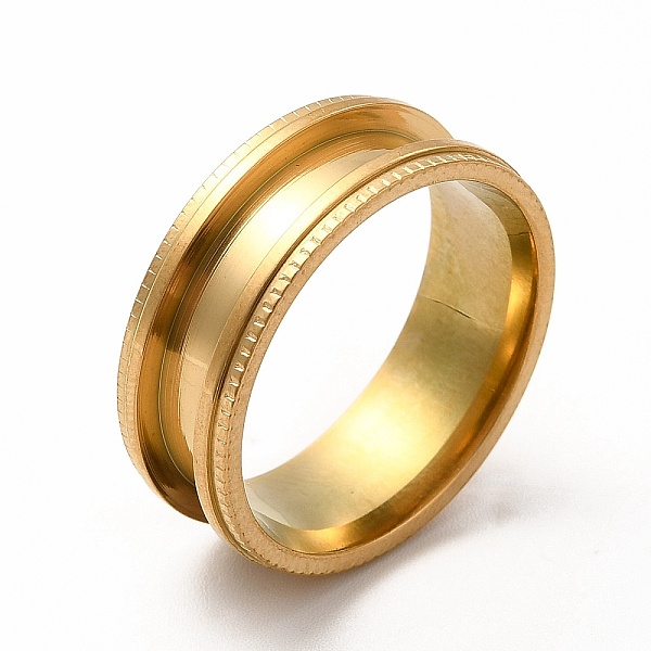 

PandaHall 201 Stainless Steel Grooved Finger Ring Settings, Ring Core Blank, for Inlay Ring Jewelry Making, Golden, Inner Diameter: 20mm...