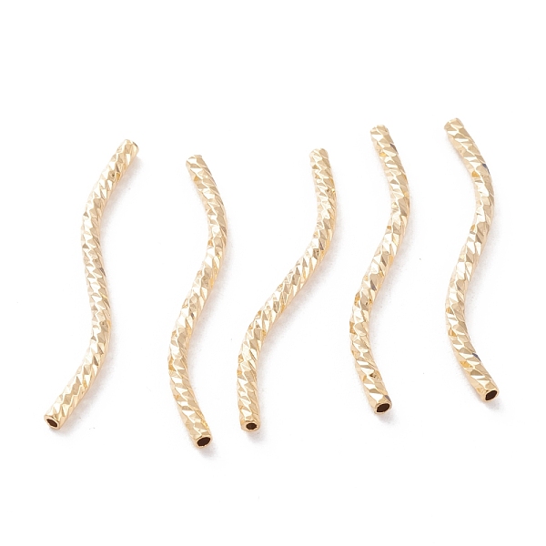 

PandaHall Brass Tube Beads, Long-Lasting Plated, Curved Beads, Real 24K Gold Plated, 34x2mm, Hole: 1.2mm Brass Others