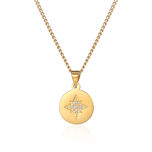 

PandaHall Star Pendant Necklaces with Rhinestone, Stainless Steel Curb Chain Necklaces for Women Stainless Steel
