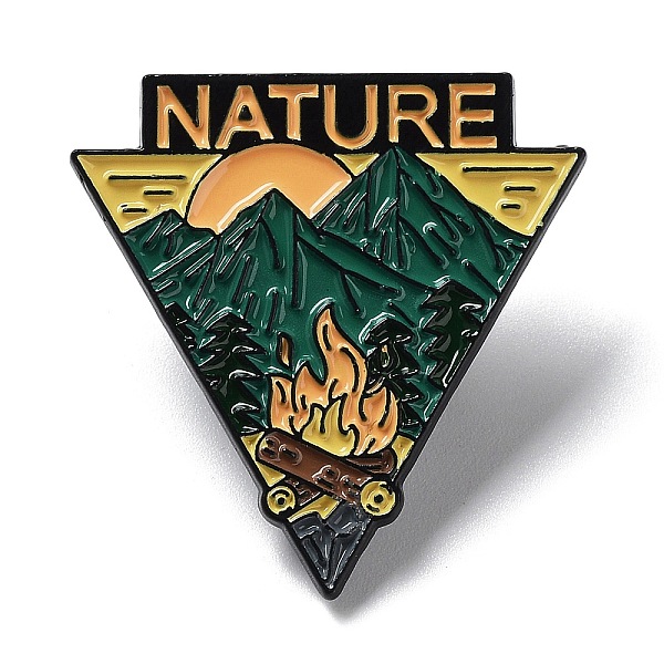 PandaHall Outdoor Camping Theme Mountain Pattern Enamel Pin, Black Zinc Alloy Brooches for Backpack Clothes, Colorful, 30x29x1mm...