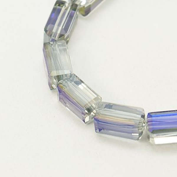 

PandaHall Electroplate Glass Beads, Half Rainbow Plated, Faceted, Cuboid, Clear, 8x4x4mm, Hole: 1mm Glass Cuboid Clear