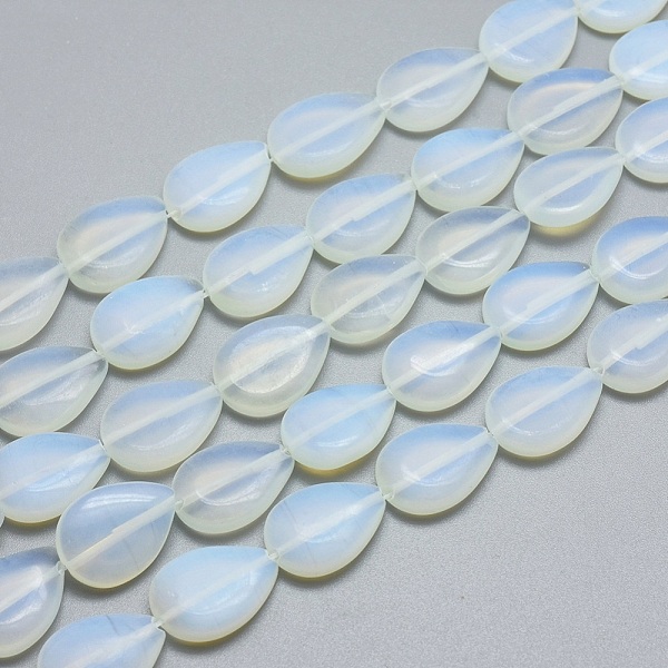 

PandaHall Opalite Beads Strands, Teardrop, 18x13x4mm, Hole: 1mm, about 22pcs/strand, 15.3 inch(39cm) Opalite Teardrop