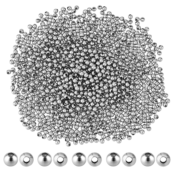 

PandaHall DICOSMETIC 2000Pcs Round Ball Beads 2mm Tiny Spacer Beads Stainless Steel Beads Metal Loose Beads 0.8mm Small Hole Beads for...