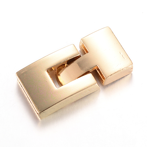 

PandaHall Alloy Snap Lock Clasps, Rectangle, Light Gold, 33x16x5mm, Half Hole: 14x3mm Alloy