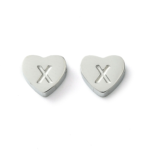

PandaHall 316L Surgical Stainless Steel Beads, Love Heart with Letter Bead, Stainless Steel Color, Letter X, 5.5x6.5x2.5mm, Hole: 1.4mm 316L...