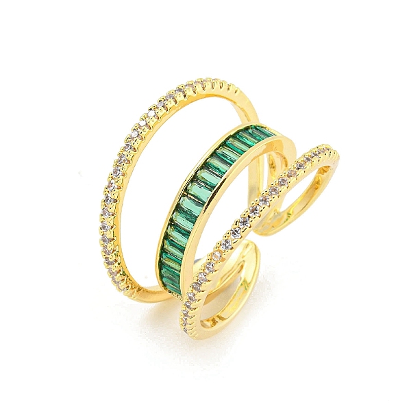

PandaHall Brass Micro Pave Cubic Zirconia Open Cuff Rings, Long-Lasting Plated, Golden, US Size 6(16.5mm) Brass+Cubic Zirconia Ring Green