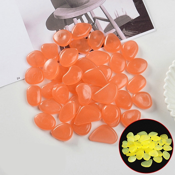 

PandaHall Resin Luminous Glow in the Dark Pebbles Stone, Vase Fillers, Nuggest, Coral, 20~30mm Resin Nuggets Red