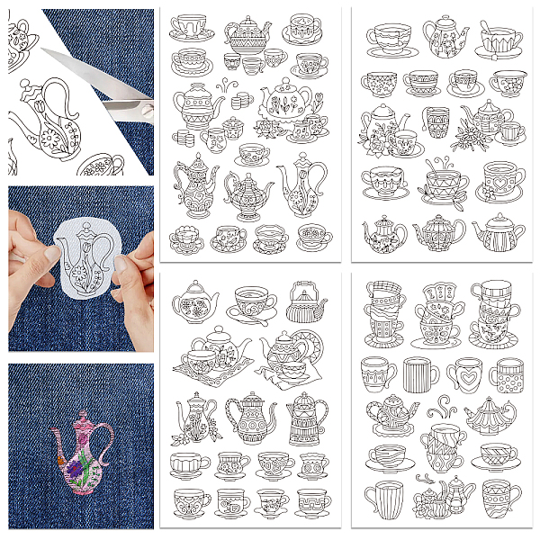 

PandaHall 4 Sheets 11.6x8.2 Inch Stick and Stitch Embroidery Patterns, Non-woven Fabrics Water Soluble Embroidery Stabilizers, 297x210mmm...