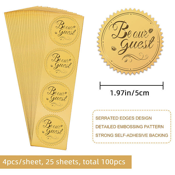 

PandaHall CRASPIRE 100PCS Gold Foil Stickers Embossed 2inch Self-adhesive Stickers Medal Decoration Stickers for Gift Envelope Card Bottle...