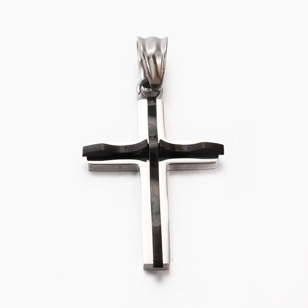 

PandaHall Fashion Men Bi-Color 201 Stainless Steel Cross Pendant, Gunmetal, 31x20x4.5mm, Hole: 5x6.5mm 201 Stainless Steel Cross