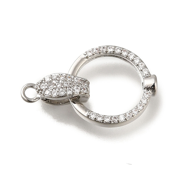 

PandaHall Brass Micro Pave Clear Cubic Zirconia Fold Over Clasps, Ring, Platinum, 23mm Brass+Cubic Zirconia Round