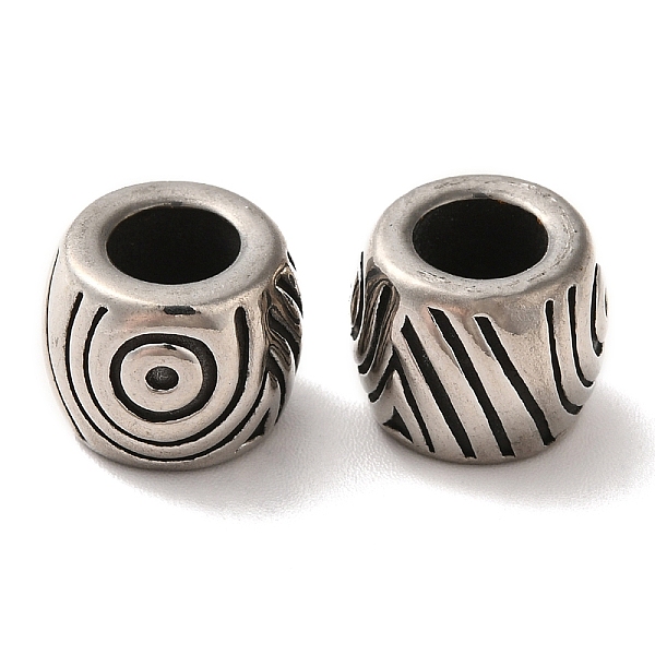 

PandaHall 304 Stainless Steel European Beads, Large Hole Beads, Column, Antique Silver, 10x12mm, Hole: 6mm 304 Stainless Steel Column
