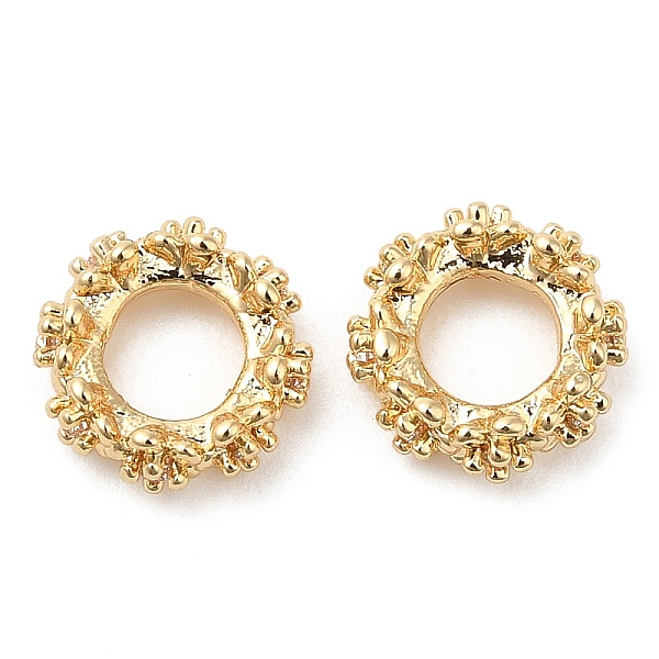 

PandaHall Rack Plating Brass Micro Pave Cubic Zirconia Beads, Long-Lasting Plated, Lead Free & Cadmium Free, Flat Round with Flower, Real..., Clear