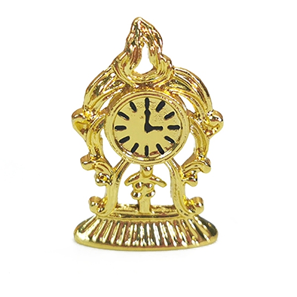 

PandaHall Miniature Alloy Clock, for Dollhouse Accessories Pretending Prop Decorations, Golden, 39x25mm Alloy Clock