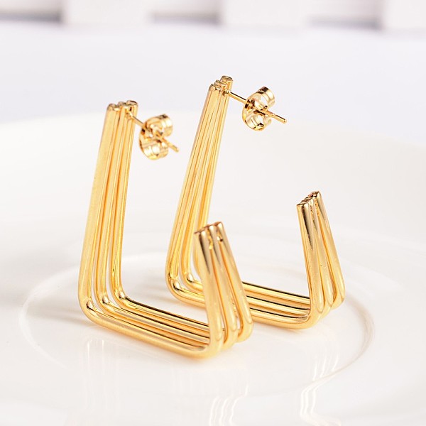 

PandaHall 304 Stainless Steel Ear Studs, Hypoallergenic Earrings, Golden, 35x26mm 304 Stainless Steel Others