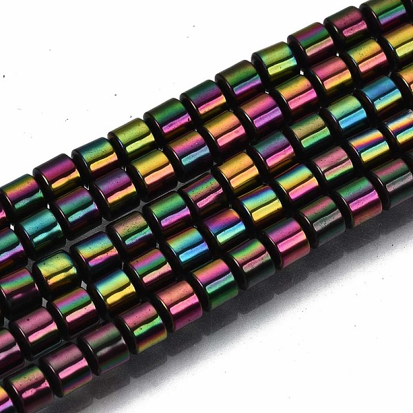 PandaHall Electroplate Non-magnetic Synthetic Hematite Beads Strands, Column, Black, 3.5x3mm, Hole: 1mm, about 127~128pcs/strand, 15.75...