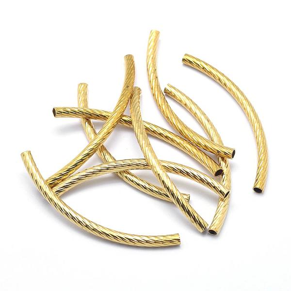 

PandaHall Brass Tube Beads, Curved, Lead Free & Cadmium Free & Nickel Free, Tube, Raw(Unplated), 50x3mm, Hole: 2mm Brass Tube