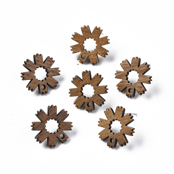 

PandaHall Walnut Wood Stud Earring Findings, with 316 Stainless Steel Pin and Hole, Flower, Tan, 17x17mm, Hole: 1.8mm, Pin: 0.7mm Wood..., Orange
