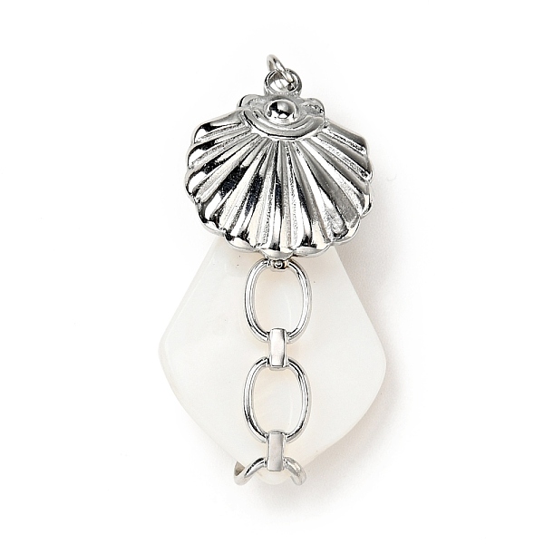 

PandaHall Natural White Shell Pendants, Teardrop Charm, with Stainless Steel Color Plated 304 Stainless Steel Shell Findings and Jump Ring...