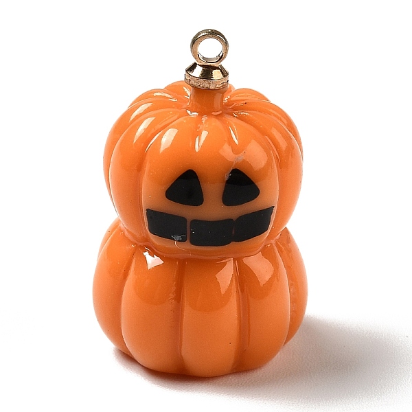 

PandaHall Halloween Theme Opaque Resin Pendants, with Light Gold Tone Alloy Findings, Pumpkin Monster, Dark Orange, 21.5x13.5mm, Hole: 1.5mm...