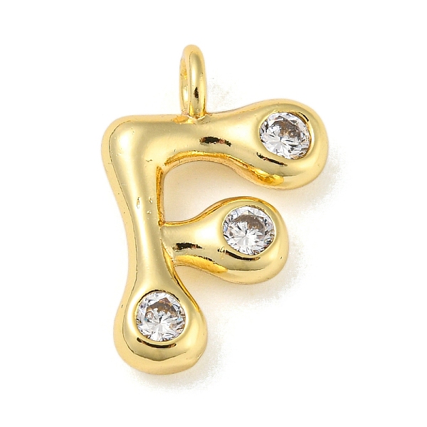 

PandaHall Rack Plating Brass Micro Pave Cubic Zirconia Pendants, Cadmium Free & Lead Free, Long-Lasting Plated, Real 18K Gold Plated, Letter..., Clear