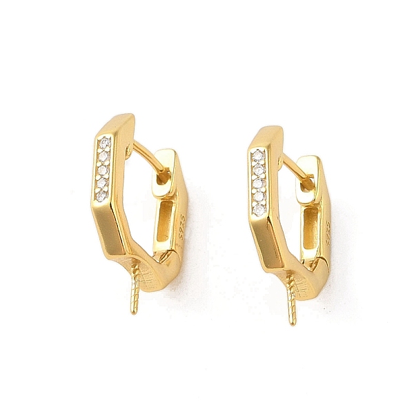 

PandaHall 925 Sterling Silver with Micro Pave Cubic Zirconia Hoop Earrings Findings, Polygon, Real 18K Gold Plated, 16.5x13x2mm, Pin: 0.8mm...
