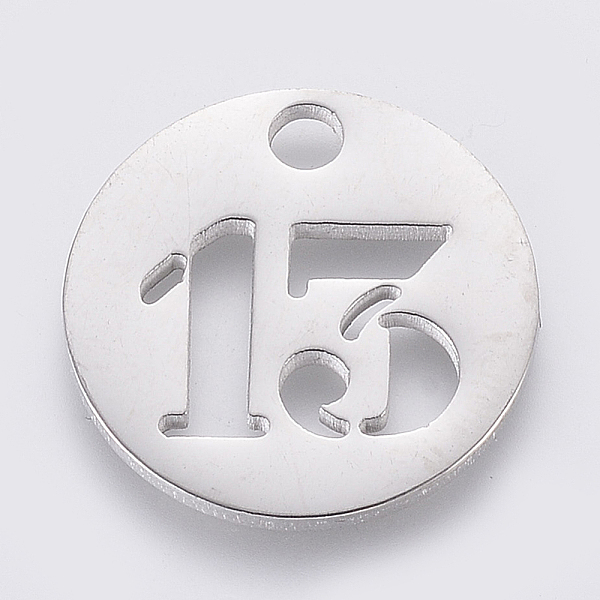 

PandaHall 304 Stainless Steel Pendants, Cut-Out, Hollow, Flat Round with Number, Stainless Steel Color, Num.13, 19x1.5mm, Hole: 2.5mm 304...